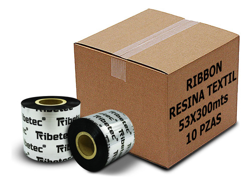 10 Ribbon Resina Textil 53x300 Mts Color Negro Ideal Nylon