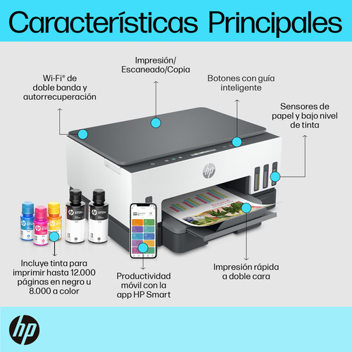 Impresora Multifuncional Hp Smart Tank 720 Tinta Continua Color Wi-fi Smart App Dúplex