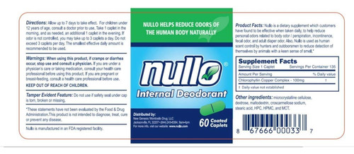 Nullo Internal Deodorant Tablets Controls Body Odors Safely
