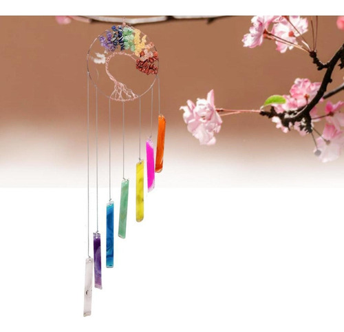 Carillón De Viento 7 Chakras Árbol De La Vida Buena Suerte C