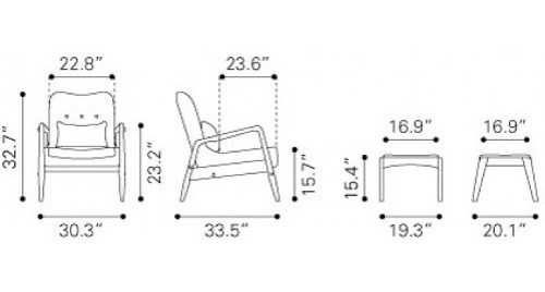 Imagen 9 de 12 de Silla Y Ottoman Modelo Bully - Negro Këssa Muebles