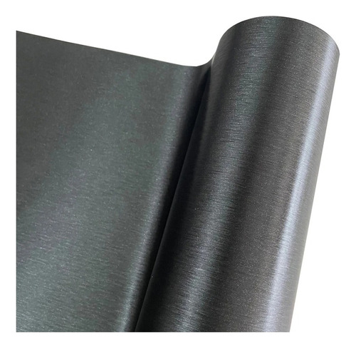 Vinilo Acero Cepillado Negro Textura Moldeable 25cm X 1,50m