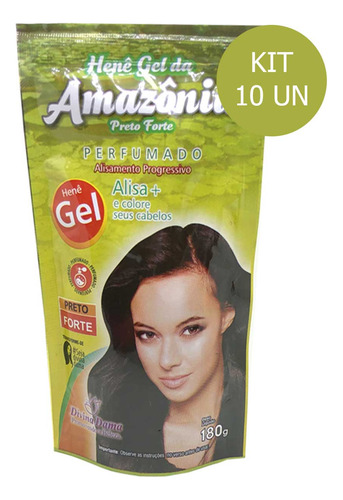 Kit C/ 10un Henê Da Amazônia Em Gel Preto Forte 180g