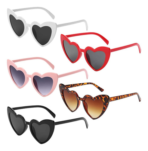 Gafas De Sol Clásicas Con Forma De Corazón Para Mujer, 5 Uni