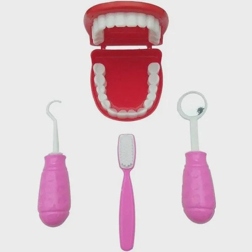 Kit Maleta Dentista Rosa Infantil Brinquedo Menina