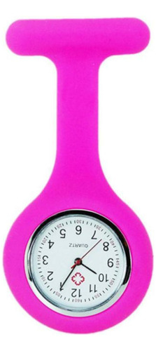 Relógio Para Enfermagem Medicina Silicone Broche Lapela Cor Pink