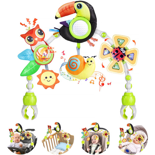 Mihotoy Baby Stroller Arch Toy With Teether, Rattle, Crinkl.