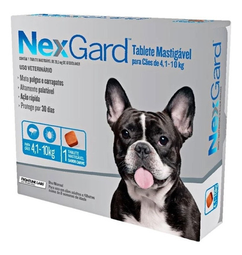 Nexgard Antipulgas/carrapatos 4,1 A 10kg Para Cães 1 Tablete