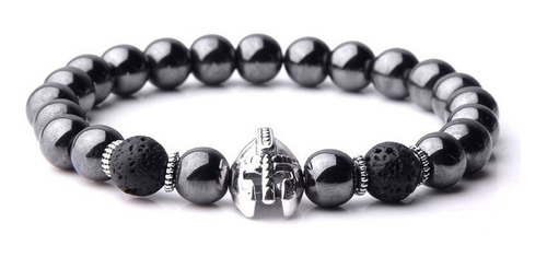 Pulsera Manilla Piedras Hematita Lava Volcánica Casco Hombre