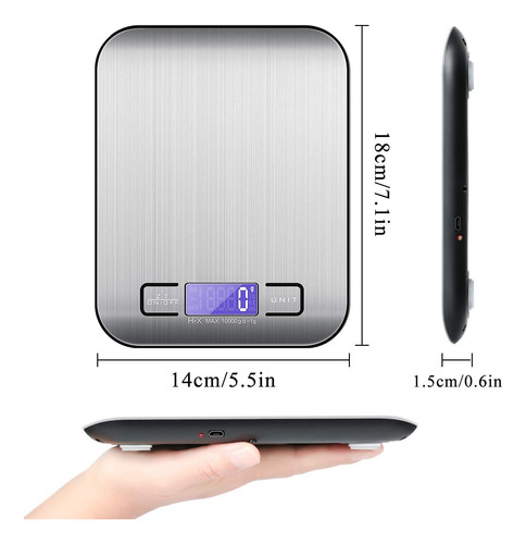 Báscula Cocina Digital Pantalla Lcd Acero De Alta Precisión