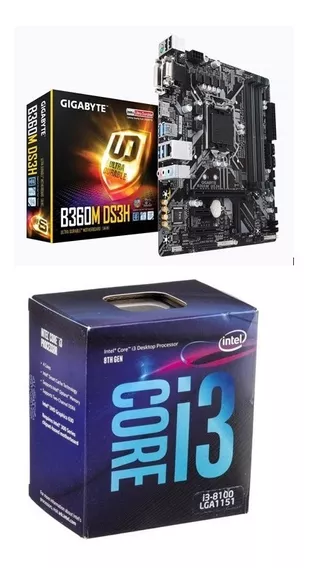 Mother Gigabyte B360m Ds3h + Intel Core I3-8100