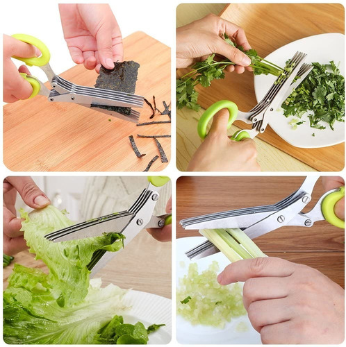 Imagen 5 de 8 de Tijeras Cocina Hoja Multiple Picar Verduras Acero Inoxidable