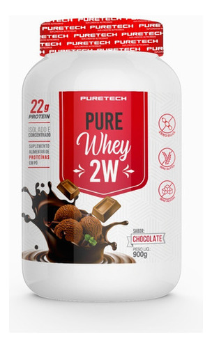 Whey Protein Pure Whey 2w Concentrado Pote 900g Chocolate