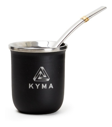 Imagen 7 de 10 de Set Matero Kyma Negro/ Matera Olympia + Termo Mate Bombilla