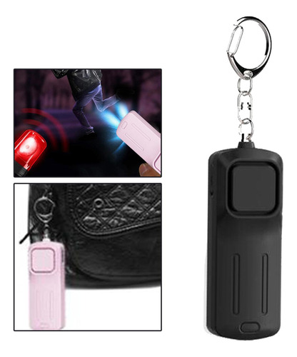 Llavero Con Alarma Personal, 130 Db, Recargable, Con Negro