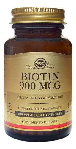 Solgar Biotina 900 Mcg - 100 Cápsulas Vegetarianas 