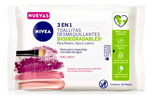 Nivea Toallitas Desmaquillantes Piel Seca 3 En 1 | 25 Uni