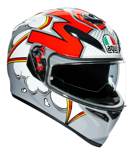 Casco Para Moto Agv K-3 Sv Multi Mplk Bubble Gris/ Rojo 