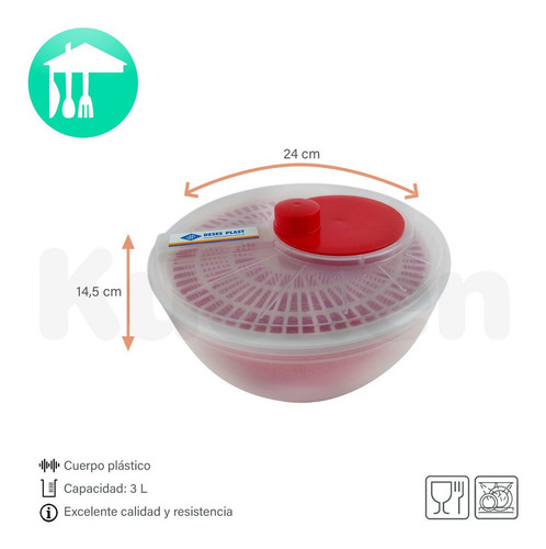 Centrifugador Escurridor Verduras Secador Plastico Colores