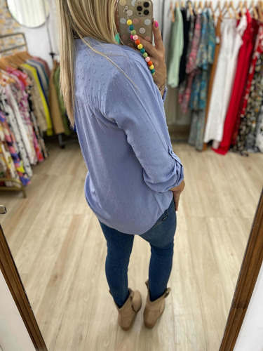 Imagen 10 de 10 de Blusa Camisa Cuello Mao Plumetti Talles Grandes The Big Shop