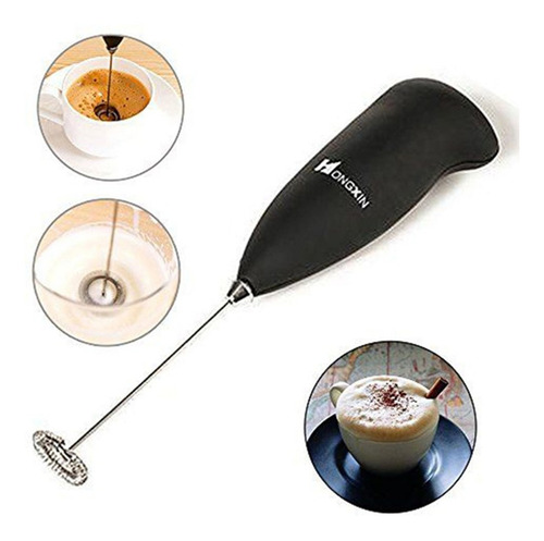Batidor Espumador Eléctrico Café Leche De Cocina A Pilas Color Negro