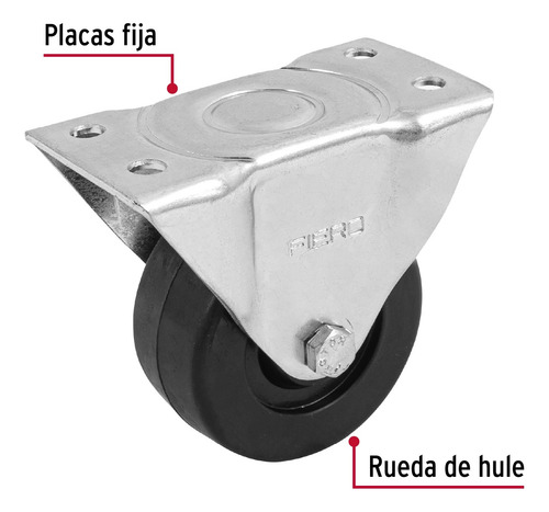Rodaja Hule 3 , Placa Fija Con Buje, Carga 90 Kg, Fiero