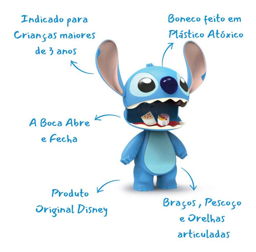 Boneco Lilo Stitch Ou Angel 25cm Com Comidinhas + 03 Anos