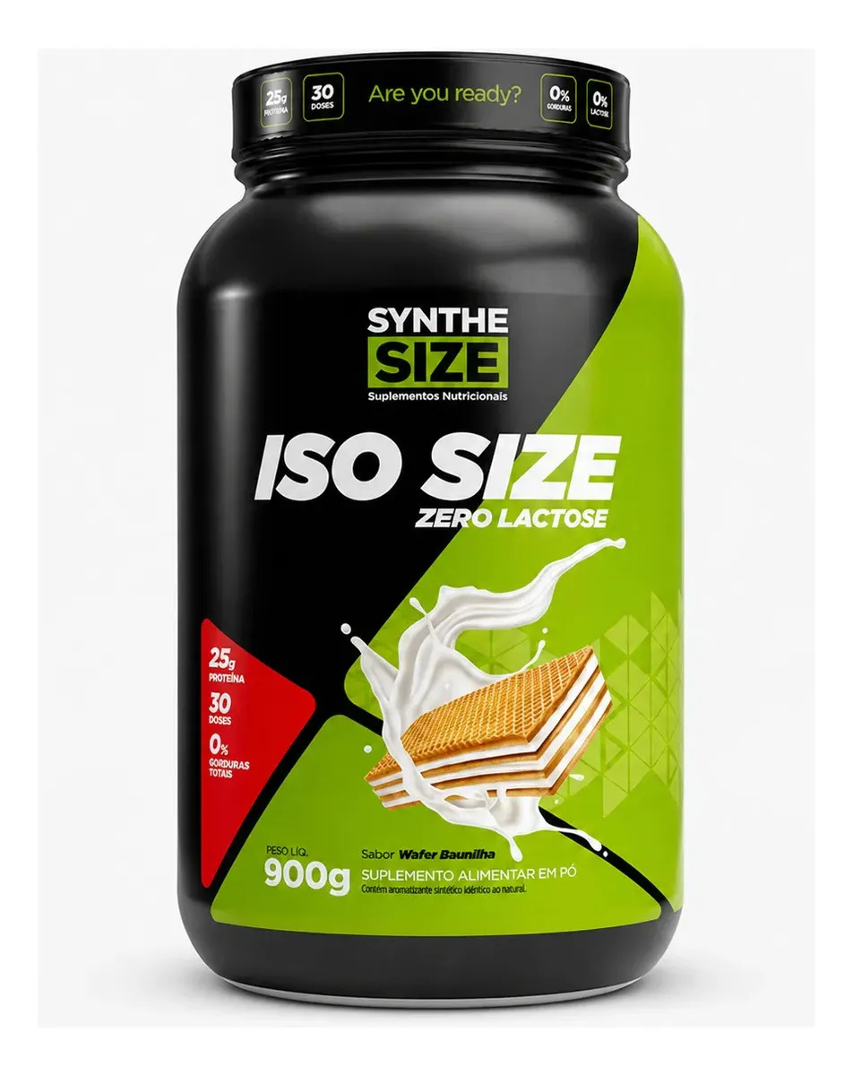 Ganho Muscular Iso Size Free Lactose 900g Whey Synthesize Sabor Baunilha