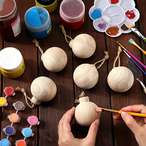 Conjunto De 6 Bolas De Navidad De Madera De Paulownia D...