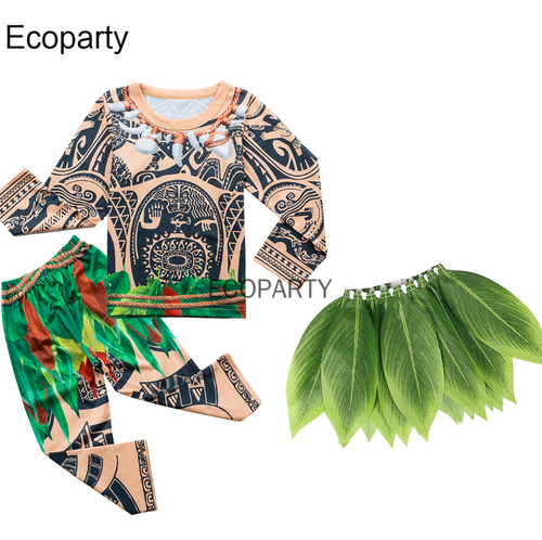 Disfraz Infantil De Maui Moana Con Estampado De Tótem 3d, Largo
