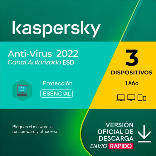 Imagen 1 de 4 de Licencia Kaspersky Antivirus 3 Pc Para 1 Año