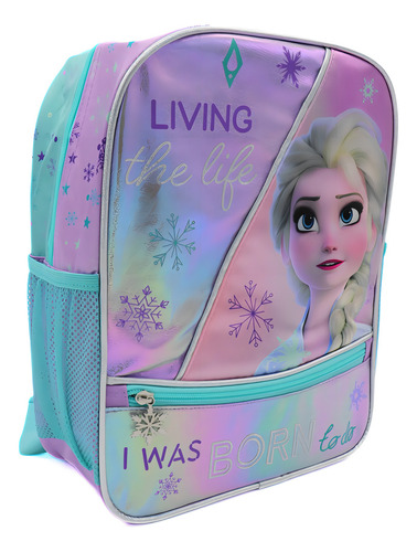 Mochila Escolar Frozen Living The Life Elsa Tornasol And23 Color Turquesa