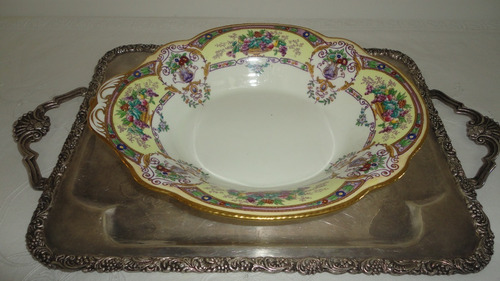 Fuente Porcelana Inglesa Antigua Diseño Pintado Divina Veala