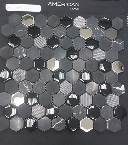 Ats Malla Mosaico Listelo Hexagono Metal Black 28x29 Mate