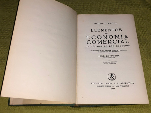Elementos De Economía Comercial - Pedro Clerget - Labor