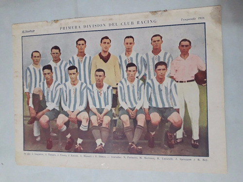 Lamina El Grafico Racing 1926 Ernesto Blanco 