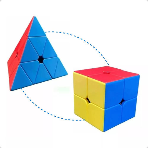 Kit Cubo Magico 2x2 + Cubo Mágico Piramide Profissional 