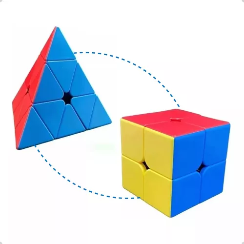 Kit Cubo Magico 2x2 + Cubo Mágico Piramide Profissional