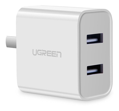 Cargador Adaptador Ugreen 2 Puertos 3.1 A Americano 15.5 W Color Blanco