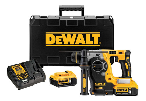 Taladro Rotomartillo 1'' 20v Max + 2bat 5ah Dewalt Dch273p2 Color Amarillo/Negro