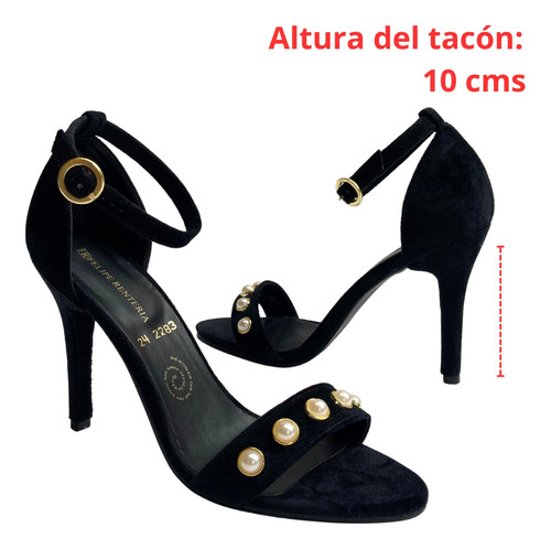 Imagen 6 de 8 de Sandalia Tacón Felipe Rentería Zapatilla Fiesta Mujer Perlas