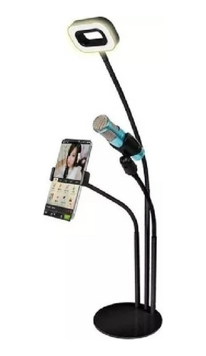 Soporte Stand Streaming Para Celular Y Micrófono Con Luz Led