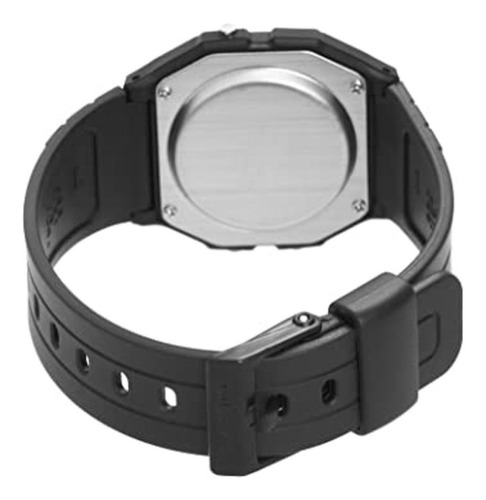 Reloj de pulsera Casio Collection F-91 de cuerpo color negro, digital, fondo dorado, con correa de resina color negro, dial negro, minutero/segundero negro, bisel color dorado y hebilla simple