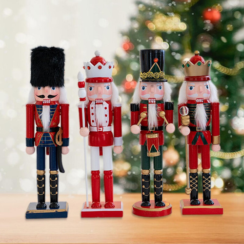 5 Figuras De Cascanueces De Madera, Decoración Navideña De
