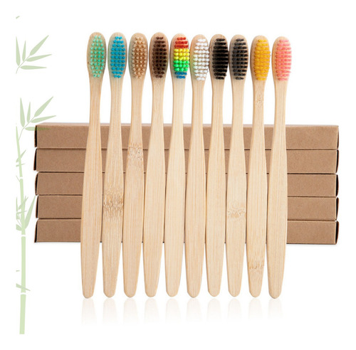 Cepillo Dental Ecológico Bambú Biodegradable 20 Pzs Color Amarillo