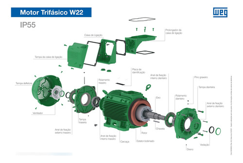 Motor Weg 10 Cv 2 Pólos Original W22 Elétrico Trifásico 380v