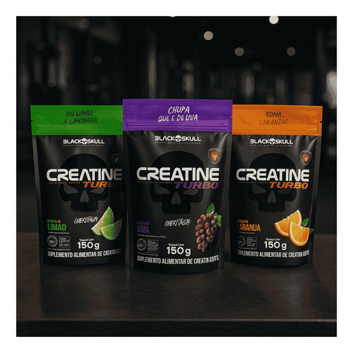 Creatine Turbo Refil Black Skull 150g Uva, Laranja E Limão