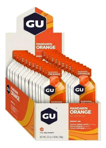 Caja De 24 Geles Gu Mandarin Orange Gel Energético Naranja Sabor Mandarina Naranja