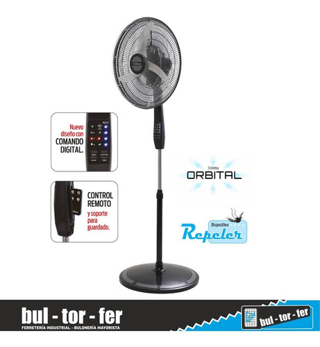 Imagen 3 de 8 de Ventilador De Pie Orbital Repeler Digital Liliana 20 PuLG