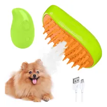 Comprar 3 In 1 Depilación Cepillo De Vapor Para Gato\u002Fperro Mascotas Peine Cepillo Automático Para Gatos Color Verde Cepillo Eléctrico De Limpieza A Vapor Para Perros Y Gatos
